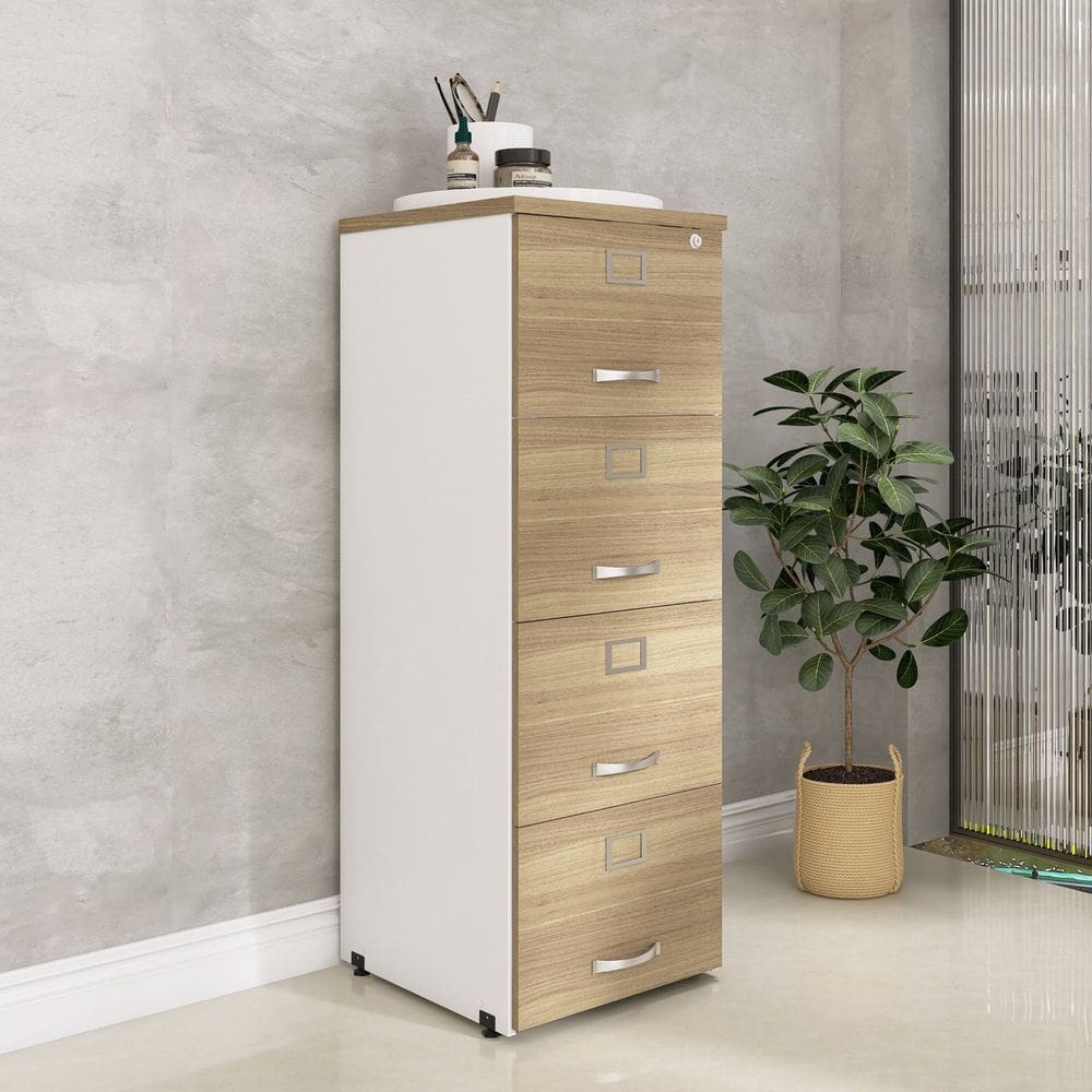 Arquivo de Madeira 4 Gavetas Of04gp25 Branco/Noce Natualle