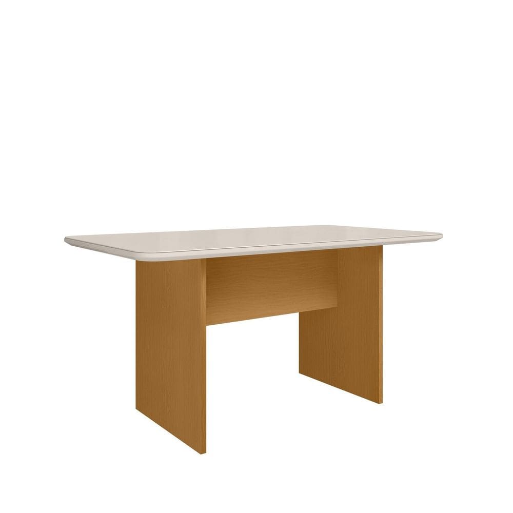 Mesa 160cm X 78cm Tampo Mdf Vidro Cairo Marrom /Off White