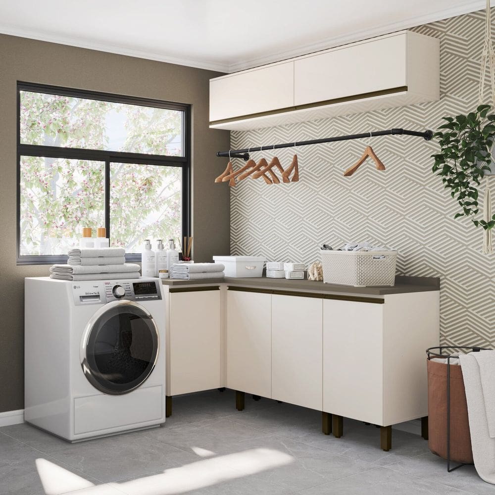 Lavanderia Modulada 05 Peças com Tampo Aurora Off White