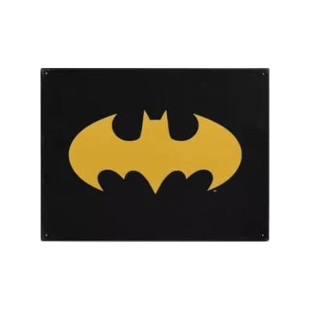 Placa Metal Dc Or Batman Logo Amarelo/Preto 26X20X1Cm 42989