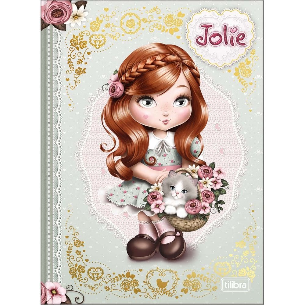 Caderno Colegial Brochura Jolie 160 Folhas Capa Dura 17,6 x 23,9cm Tilibra