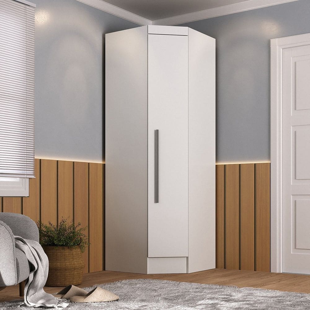 Armário Guarda-roupa de Canto com 1 Porta Viena Espresso Móveis Branco