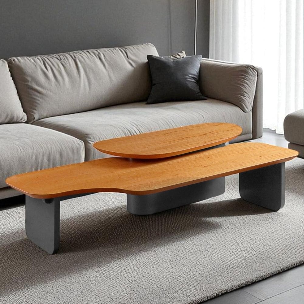 Conjunto Mesa de Centro para Sala de Estar Brisa Cinamomo/Laca Cinza