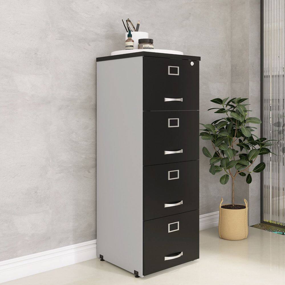 Arquivo de Madeira 4 Gavetas Of04gp25 Cinza/Preto
