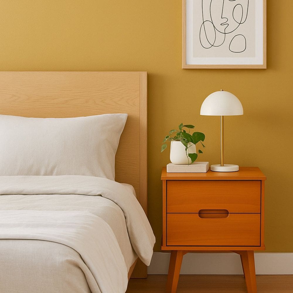Mesa de Cabeceira 2 Gavetas 59,7x50cm Alana Caramelo