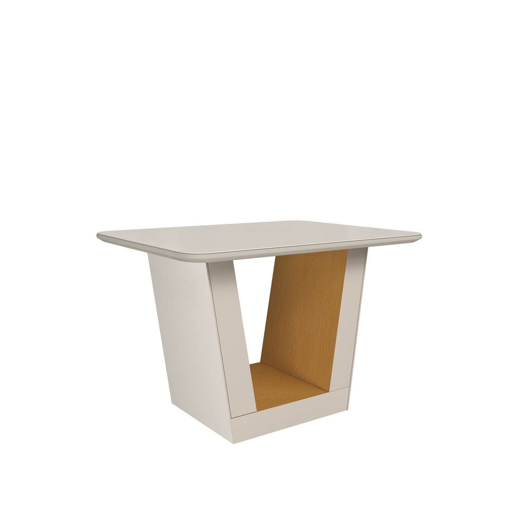 Mesa 120cm X 90cm Tampo Mdf Vidro Viena Off White /Marrom