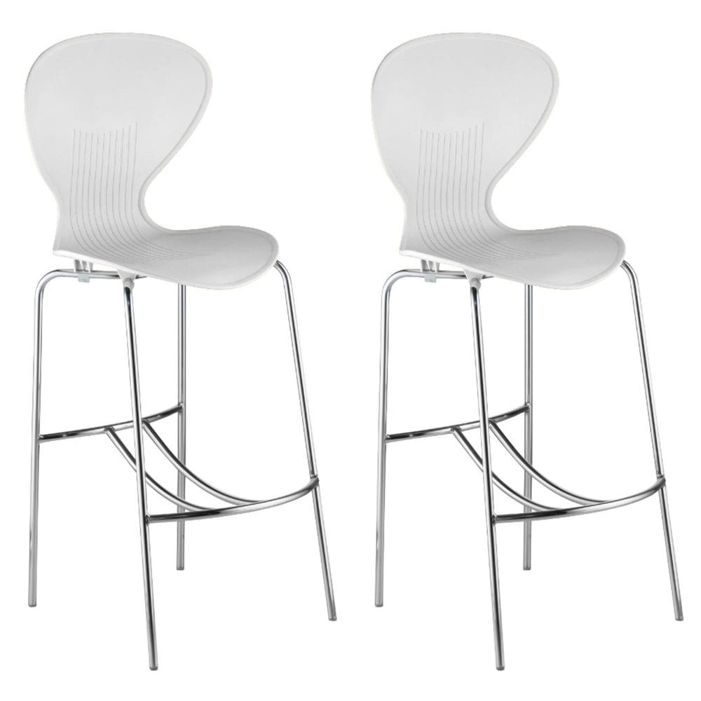 Conjunto 2 Banquetas Alta com Encosto Flash Branco