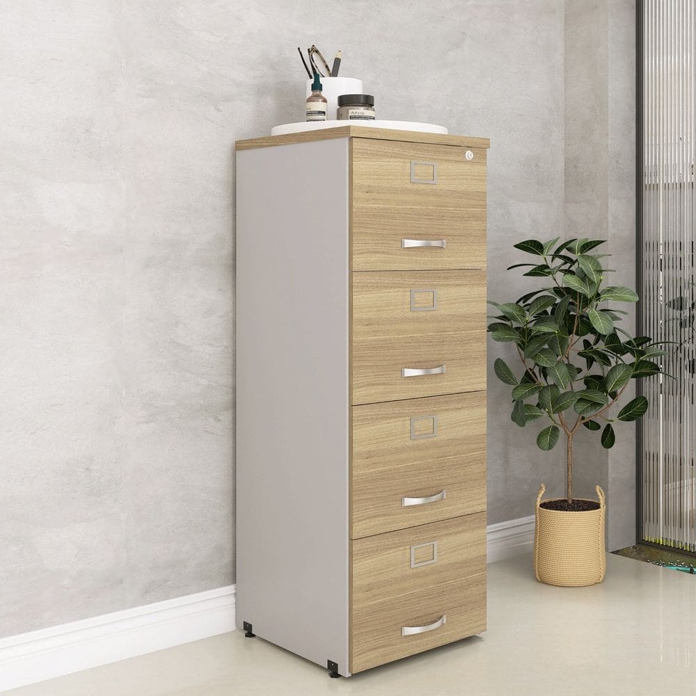 Arquivo de Madeira 4 Gavetas Of04gp25 Cinza/Noce Naturalle