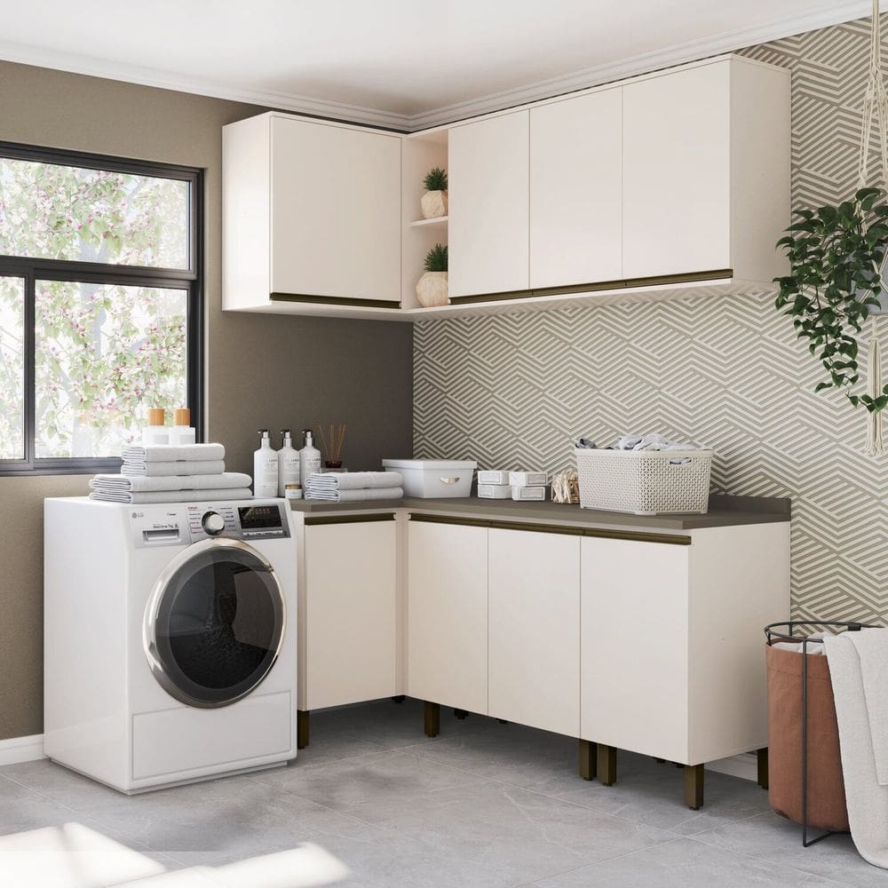 Lavanderia Modulada 05 Peças com Tampo Aurora Off White