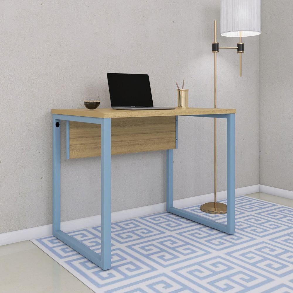 Mesa para Escritório Industrial 90cm P25 Samba/Azul Dali