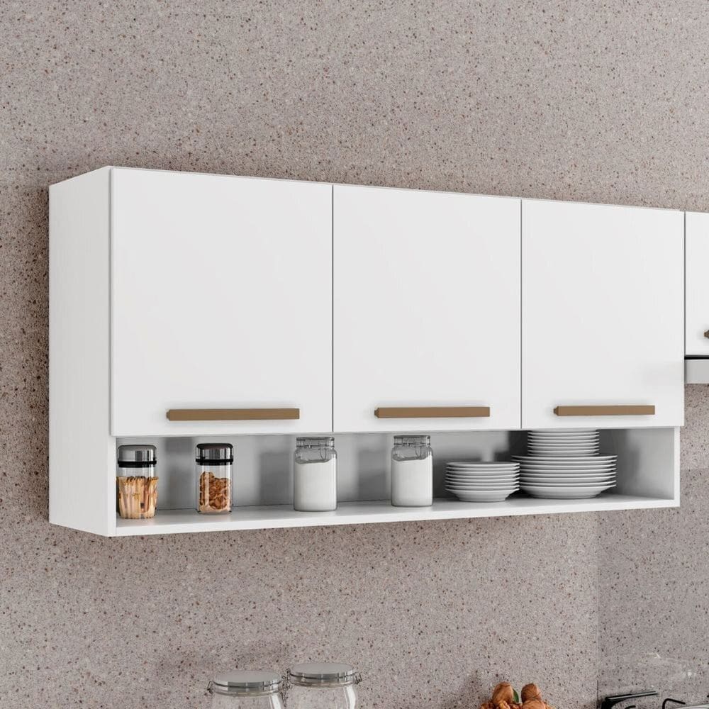 Armário Aéreo para Cozinha 3 Portas New Branco