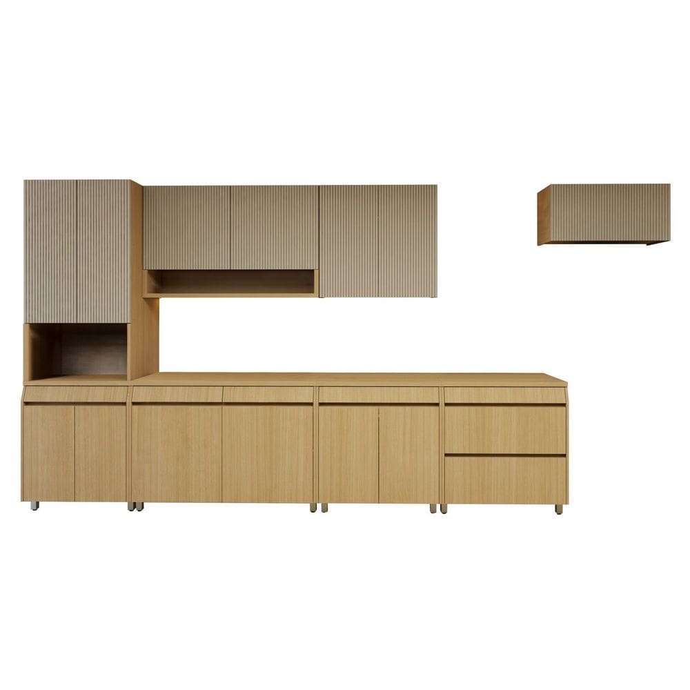 Cozinha Completa Modulada 7 Peças 14 Portas 6 Gavetas 100% Mdf Marrom