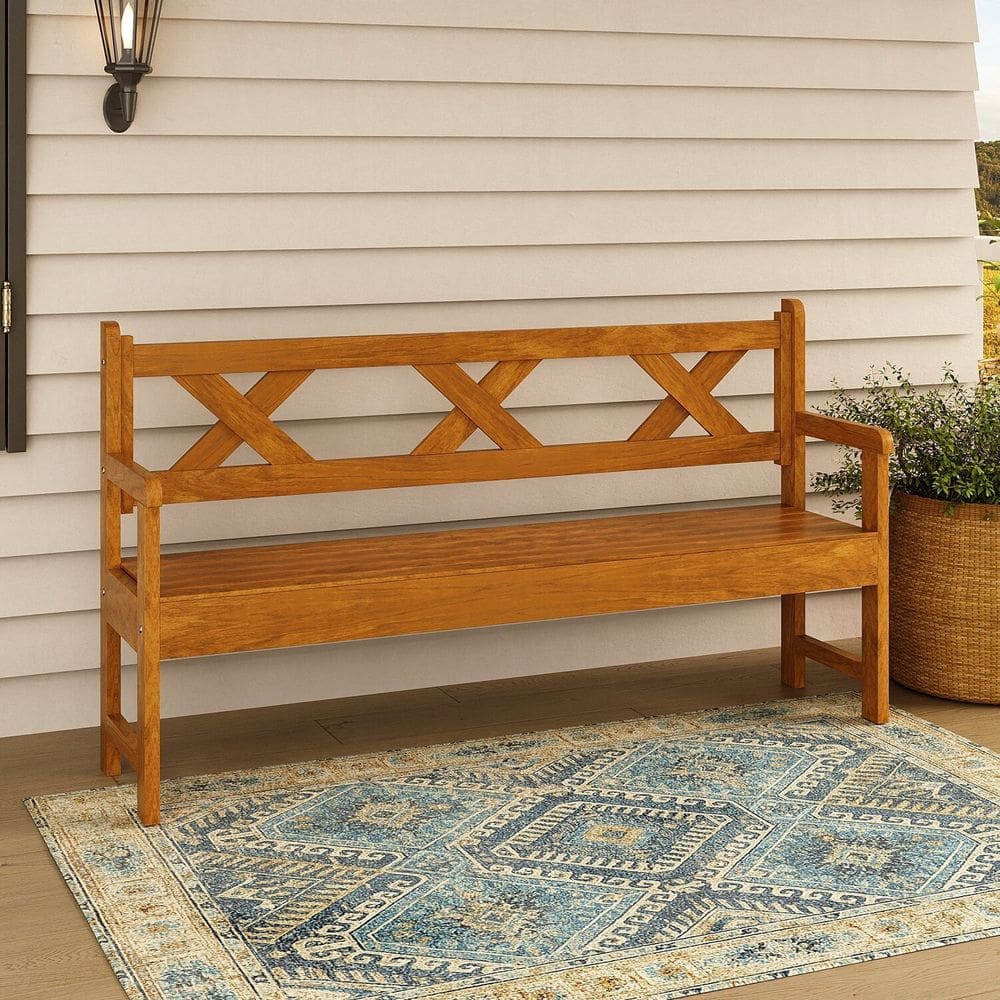 Banco 3 Lugares 100% Madeira Reforçado e de Fácil Montagem Imbuia Claro