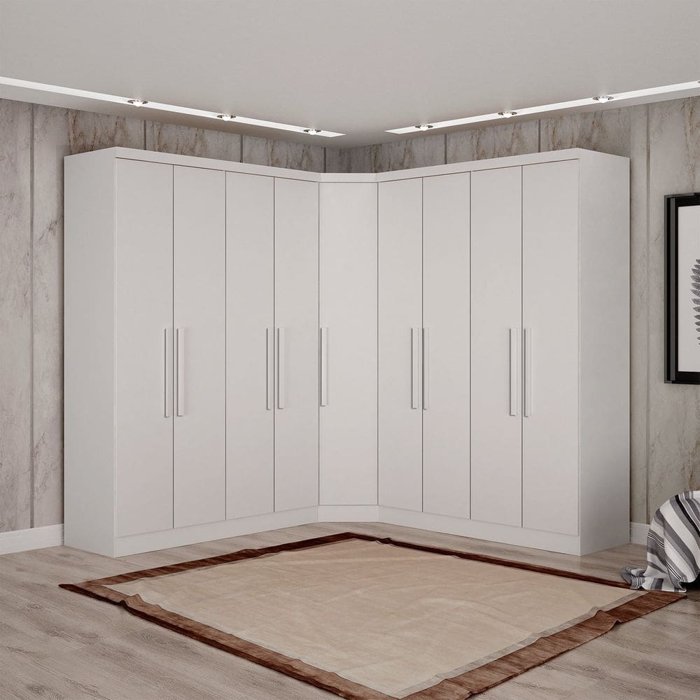 Guarda-roupa Casal 9 Portas 3 Peças Modulado Cairo Neve