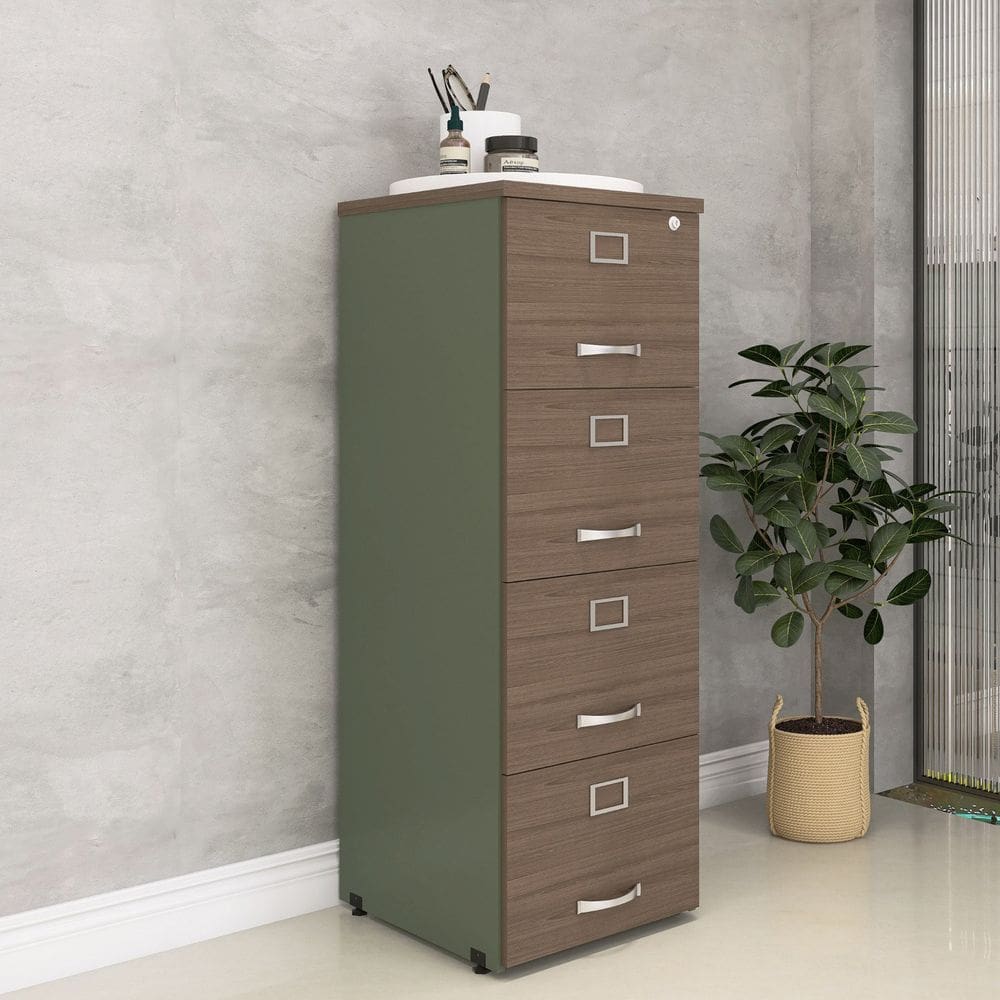 Arquivo Madeira 04 Gavetas Of04gp25 Salvia/Walnut