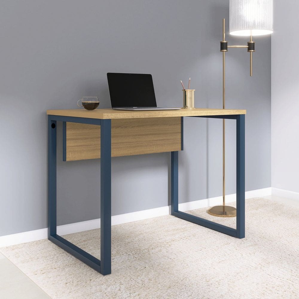 Mesa para Escritório Industrial 90cm P25 Samba/Azul Delrei