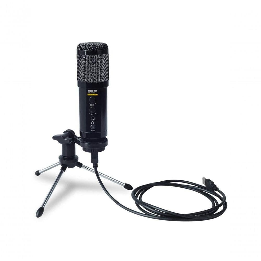 Microfone Com Cabo Usb Condenser Com Tripé Podcast 400u Preto
