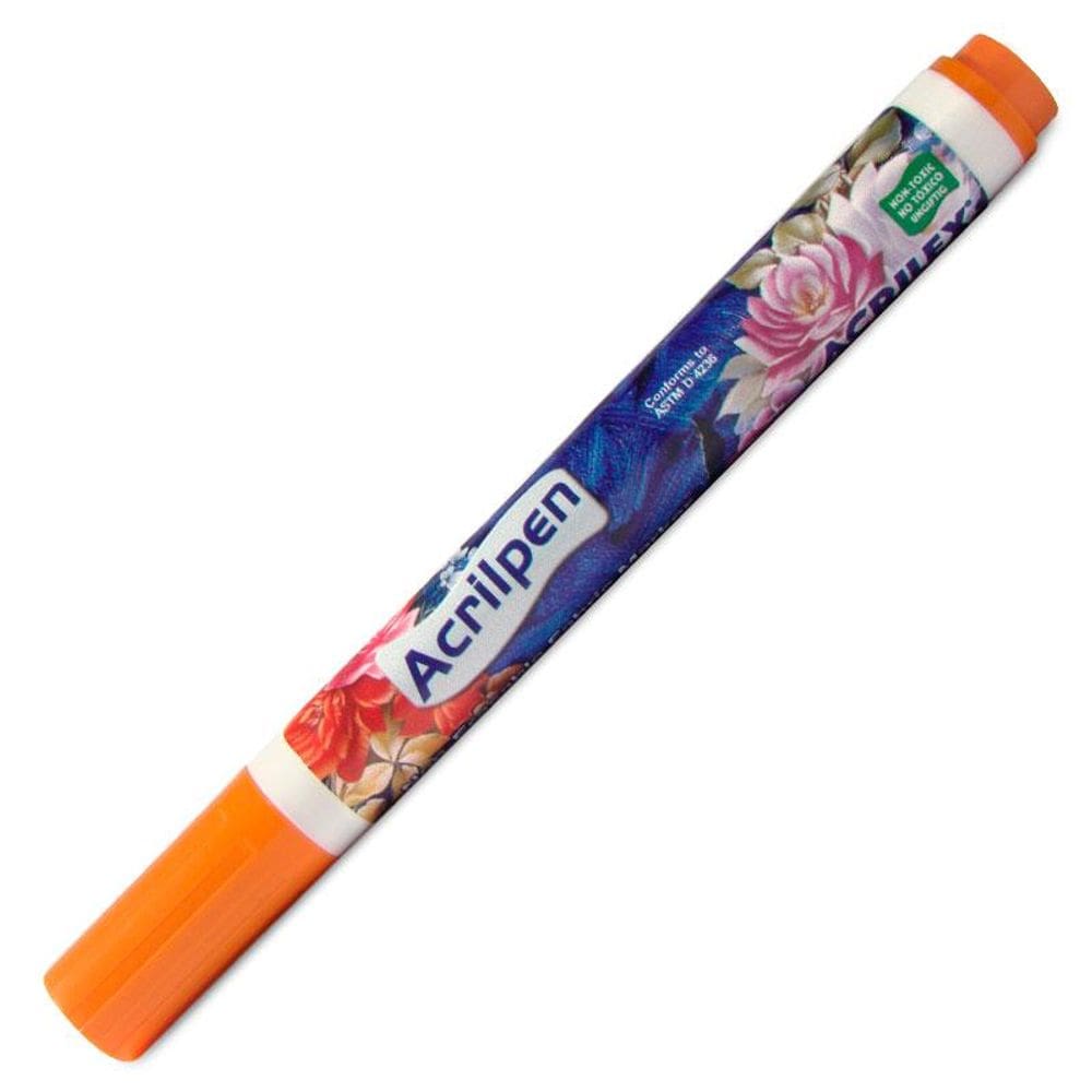 Caneta p/ tecido Acrilpen laranja 517 Acrilex