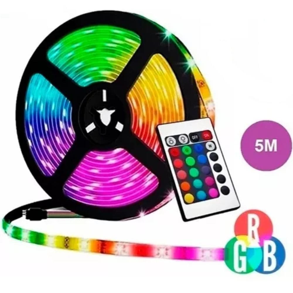 Fita de Led Colorida RGB 5W 5M Com Controle