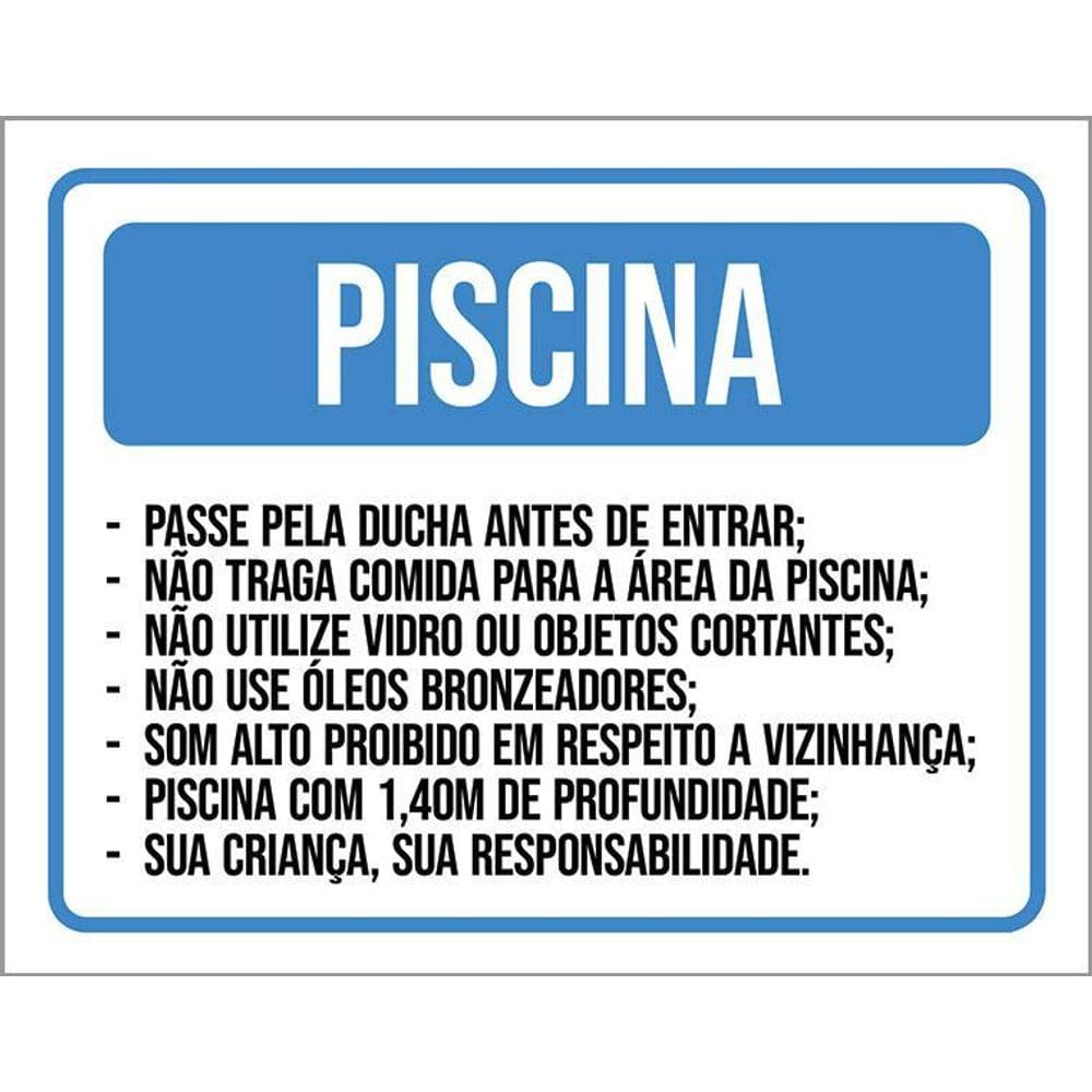 Placa Piscina Ducha Comida Vidro Óleos Som Alto 36X46