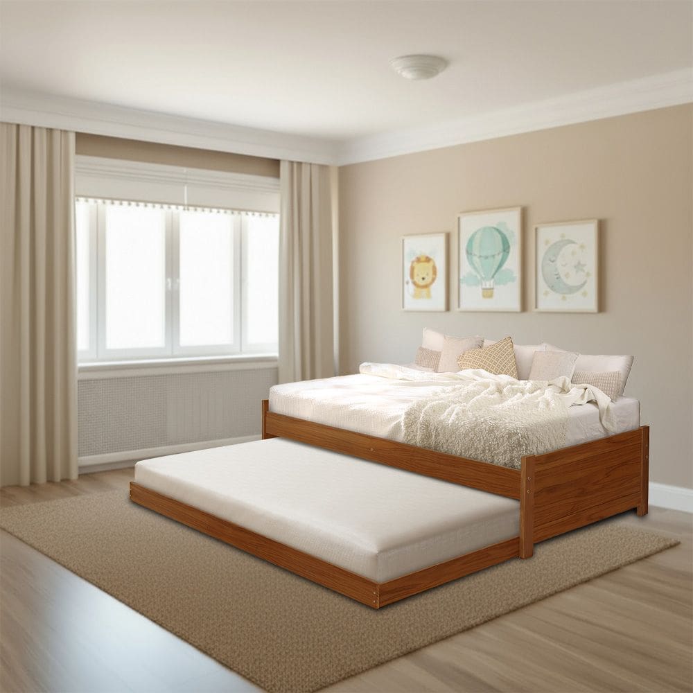 Bicama Bibox Solteiro Infantil Madeira Maciça Gabrieli Castanho