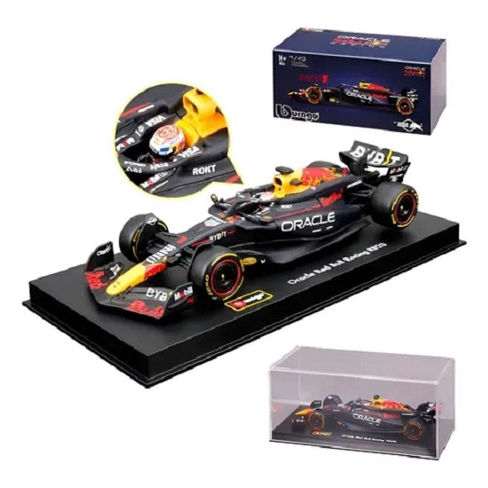 Miniatura Metal 1/43 C/ Piloto Caixa Acrilica Formula 1 Red Bull Racing MV1 RB20 Max Verstappen– Burago