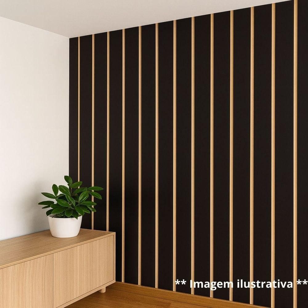 Painel Ripado Parede Versátil Kit 20 Placas Mdf 45 X 11 Cm Preto