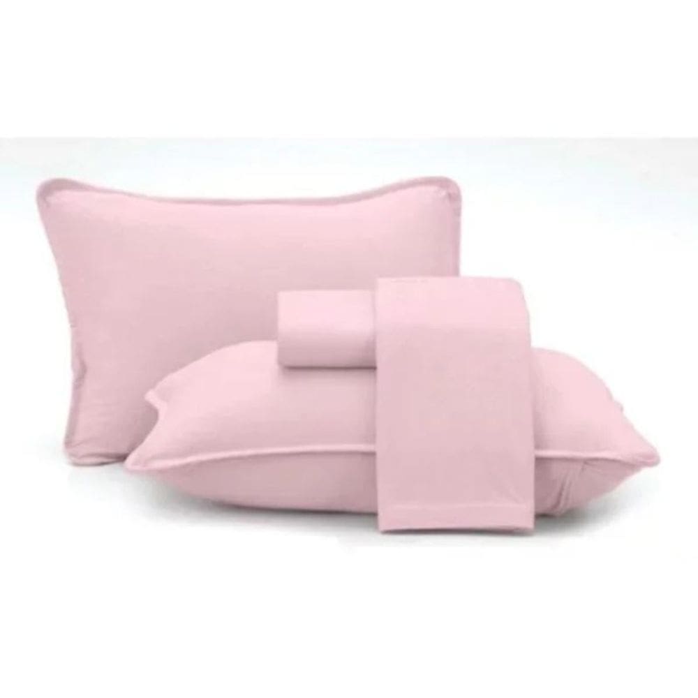 Jogo de Cama Casal 04 Peças Fio Penteado Malha Altenburg - Rose Natural