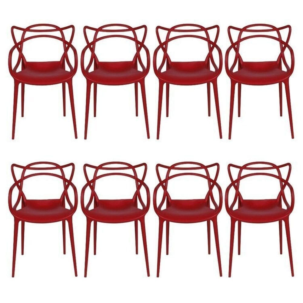 Kit com 8 Cadeiras para Sala de Jantar Allegra Solna Vermelho