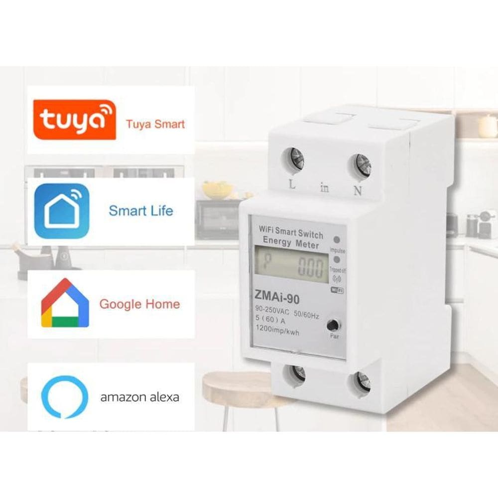 Disjuntor Wifi 60A Medidor Consumo Inteligente Alexa Google