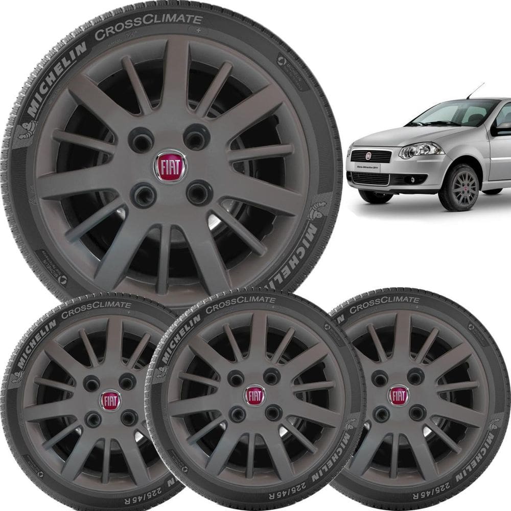 4Xcalota Fiat Siena E Palio 2009 A 2010 Aro 13 074Cb Grafite