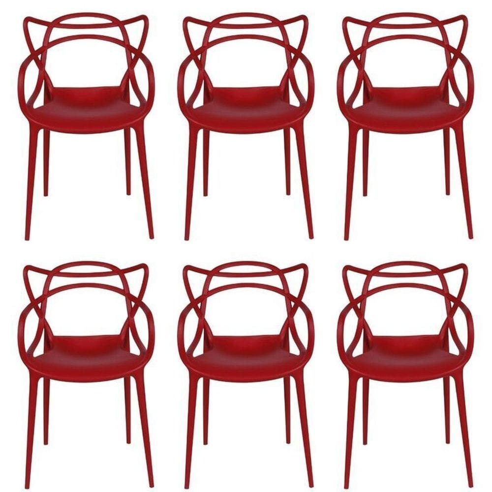 Kit com 6 Cadeiras para Sala de Jantar Allegra Solna Vermelho