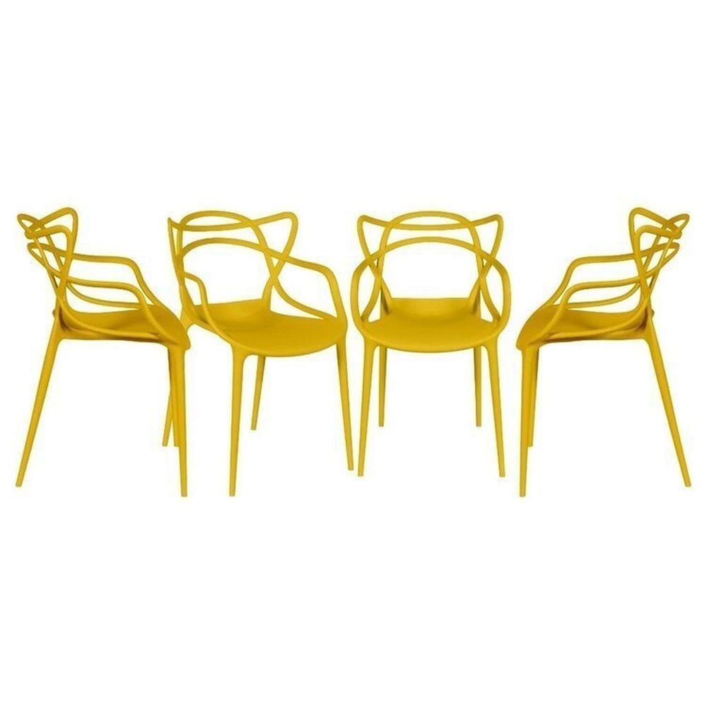 Kit com 4 Cadeiras para Sala de Jantar Allegra Solna Amarelo
