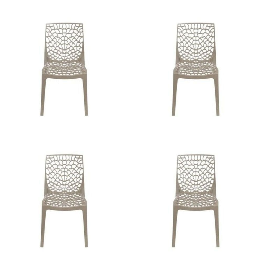 Kit com 4 Cadeiras para Sala de Cadeira Gruvyer Cinza