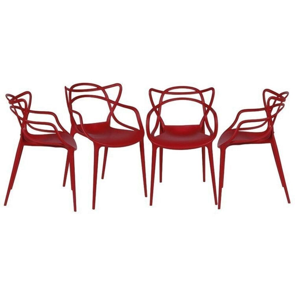 Kit com 4 Cadeiras para Sala de Jantar Allegra Solna Vermelho