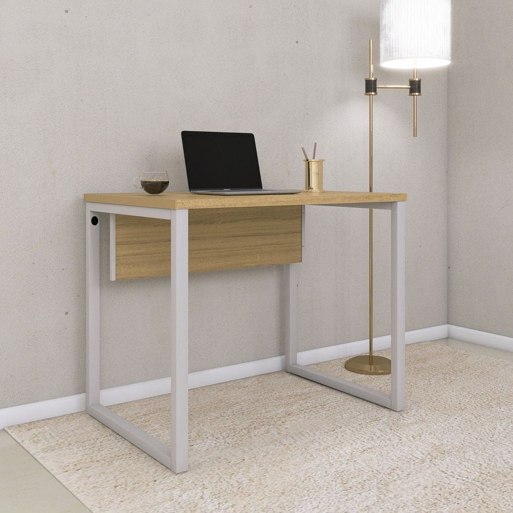 Mesa para Escritório Industrial 90cm P25 Samba/Cinza