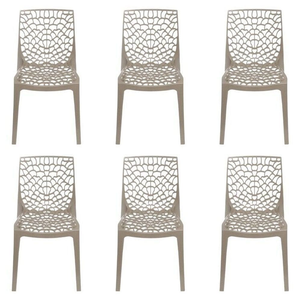 Kit com 6 Cadeiras para Sala de Cadeira Gruvyer  Cinza