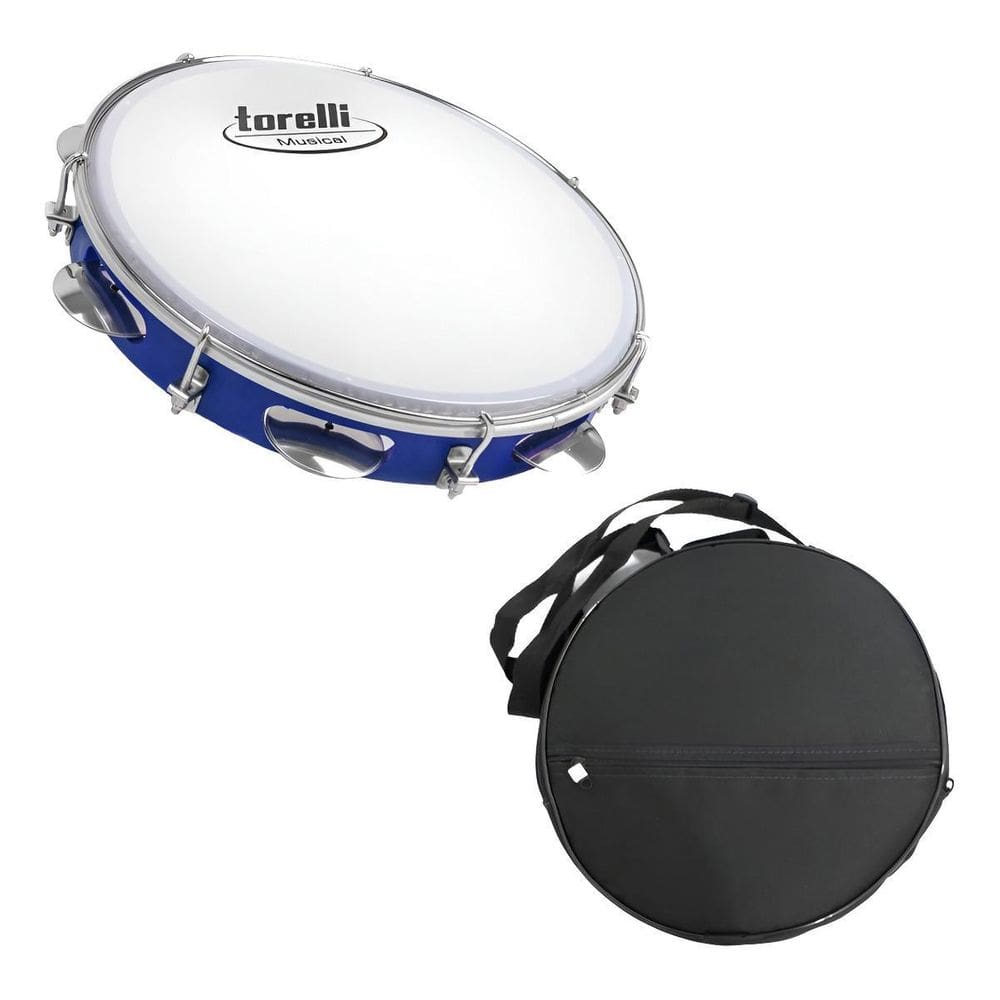 Pandeiro 10`` Injetado Em Abs Azul Torelli Tp309 Com Bag