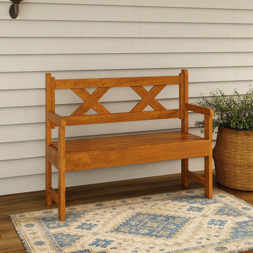 Banco 2 Lugares 100% Madeira Reforçado e de Fácil Montagem Imbuia Claro