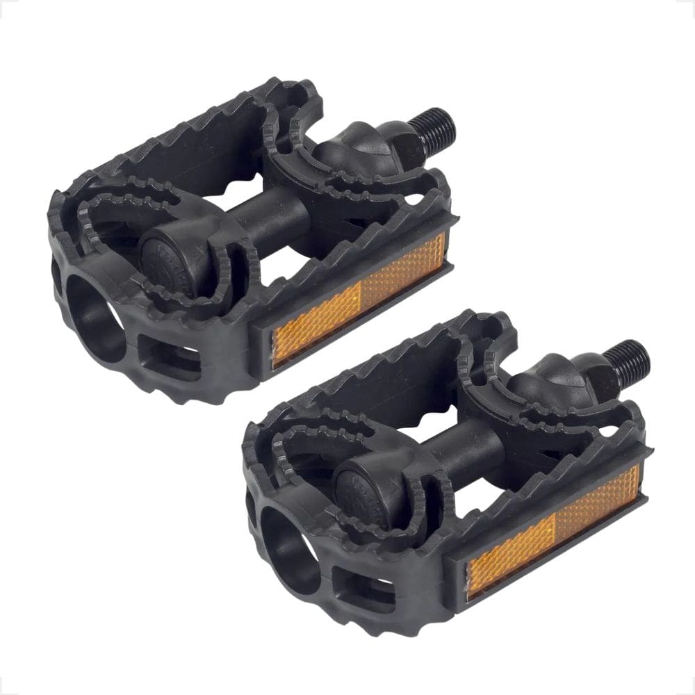 Pedal Bike Nylon Plataforma Rosca Fina 1/2 Mtb Preto Com Refletor Sueco Racing Tropical Monark Caloi