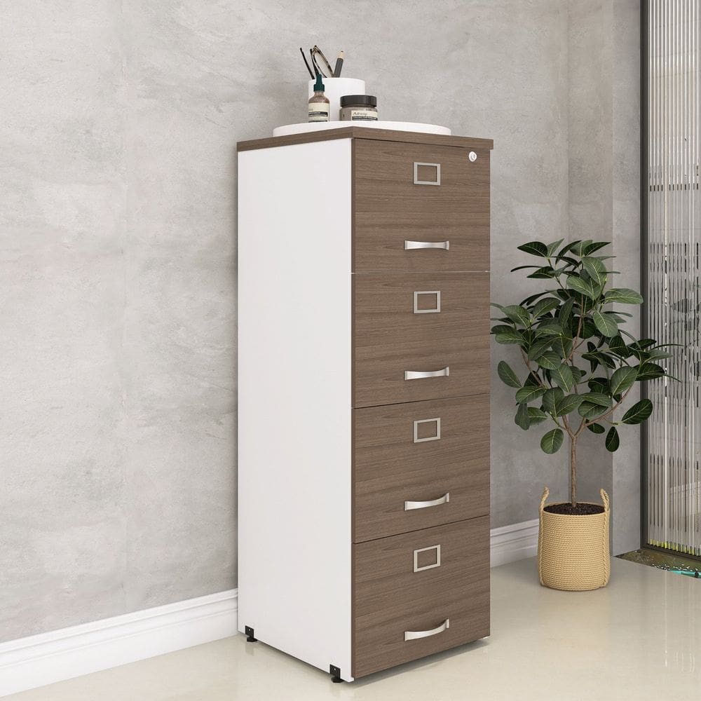 Arquivo de Madeira 4 Gavetas Of04gp25 Branco/Walnut