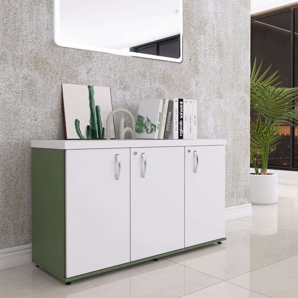 Armário 3 Portas Pivotante Credenza Salvia/Samba