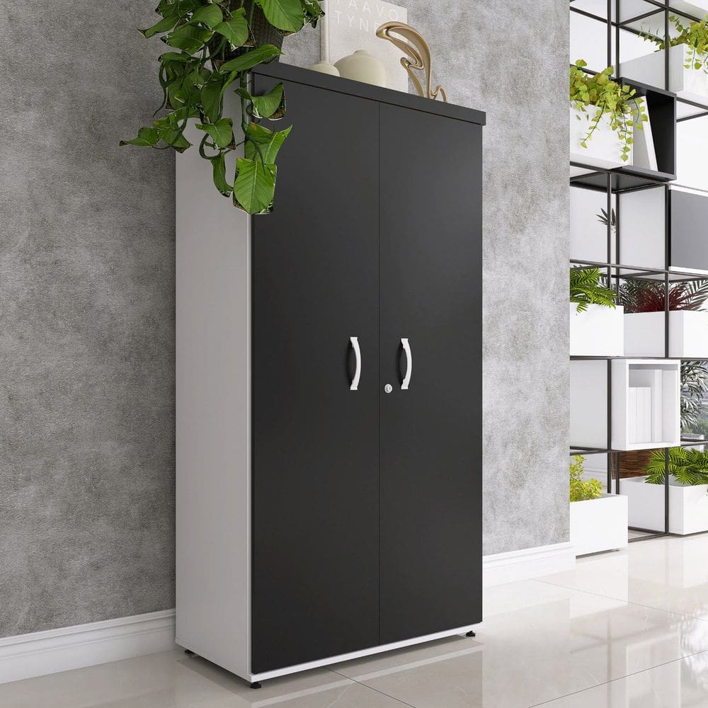 Armario Alto 02 Portas Pivotante 79,2cm X 161,1cm Preto/Branco