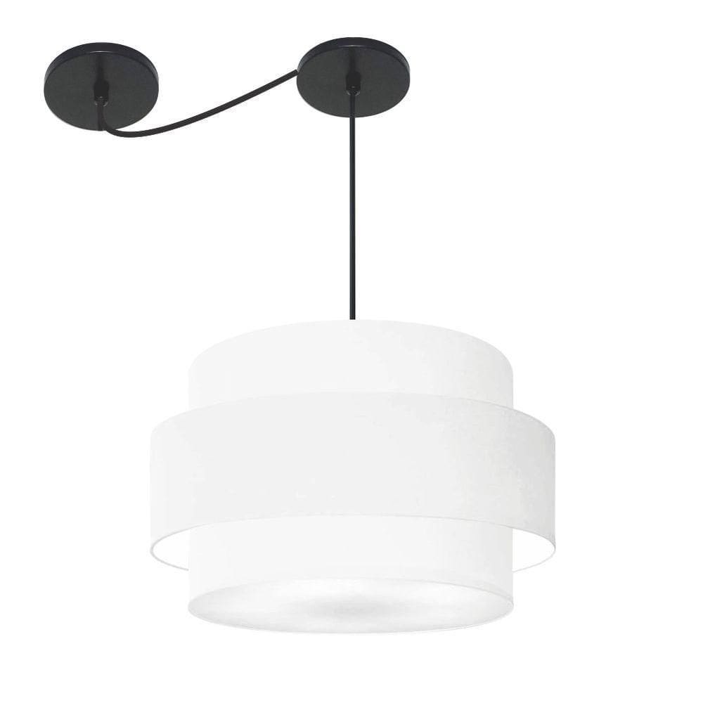 Lustre Sala De Jantar Com Desvio Vivare Md-4400 Cúpula Em Tecido 55cm Branco 127/220v