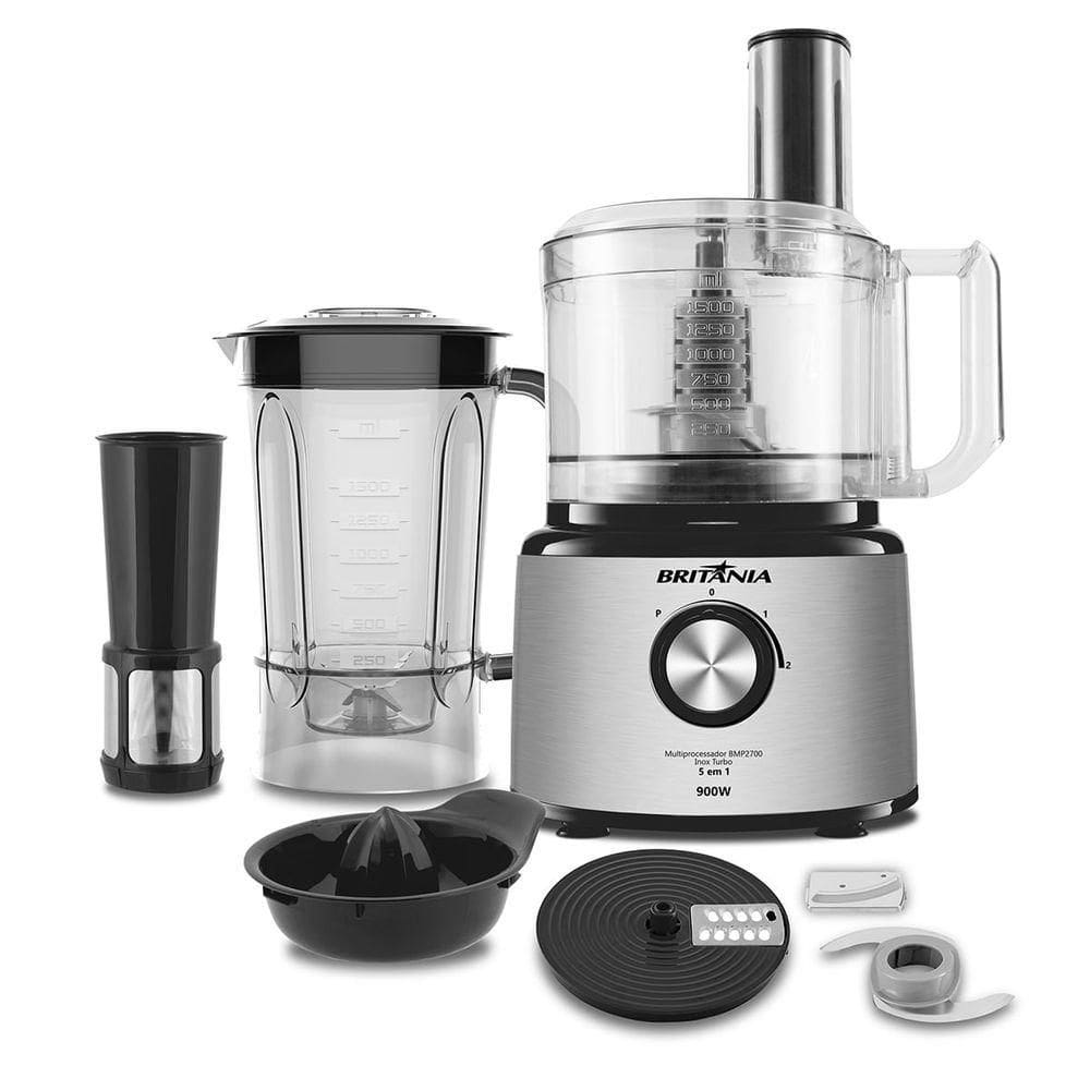 Multiprocessador Britânia 5 Em 1 Inox 900WBMP2700P Turbo 110V