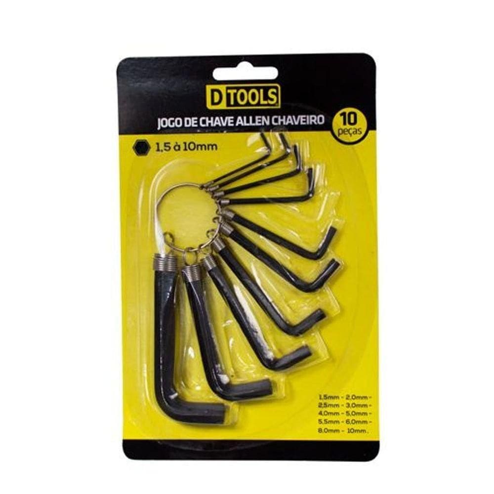 Jogo De Chave Allen Hexagonal 1,5 A 10mm - 10 Peças - Dtools