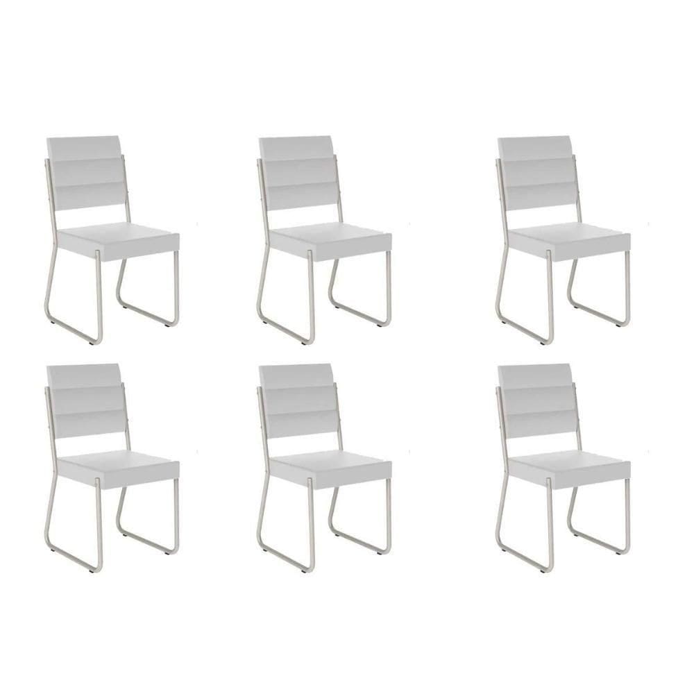 Kit 6 Cadeiras Sala Jantar 1736 6 Uni Prata-courino Branco Carraro