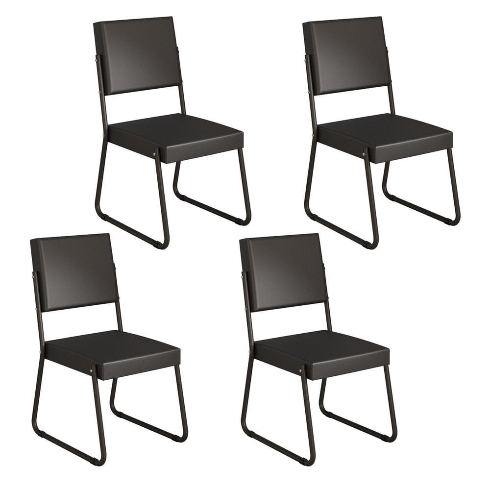 Kit 4 Cadeiras para Sala de Jantar Napoli Preto Fosco