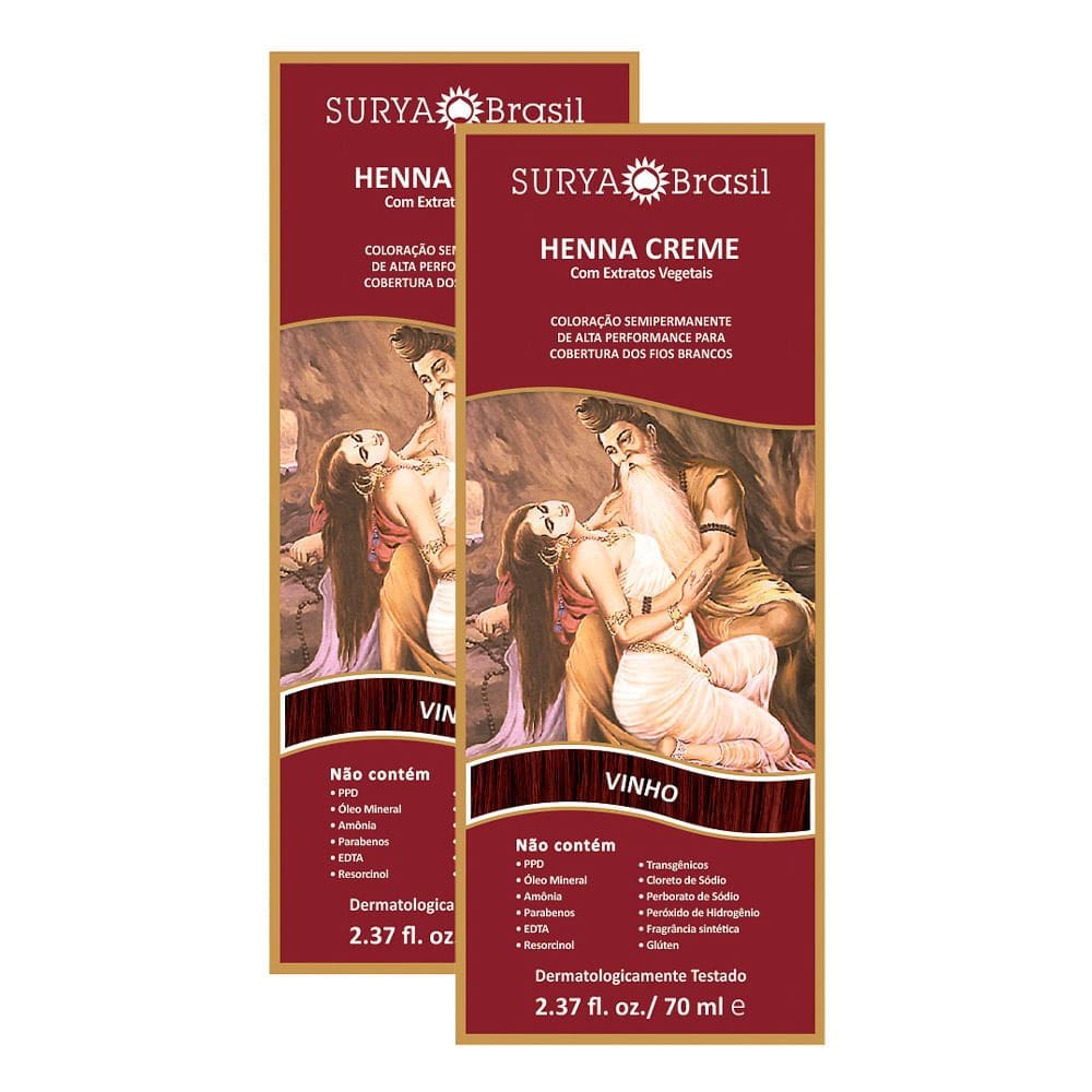 Kit 2 Henna Creme Surya Brasil Vinho Kit