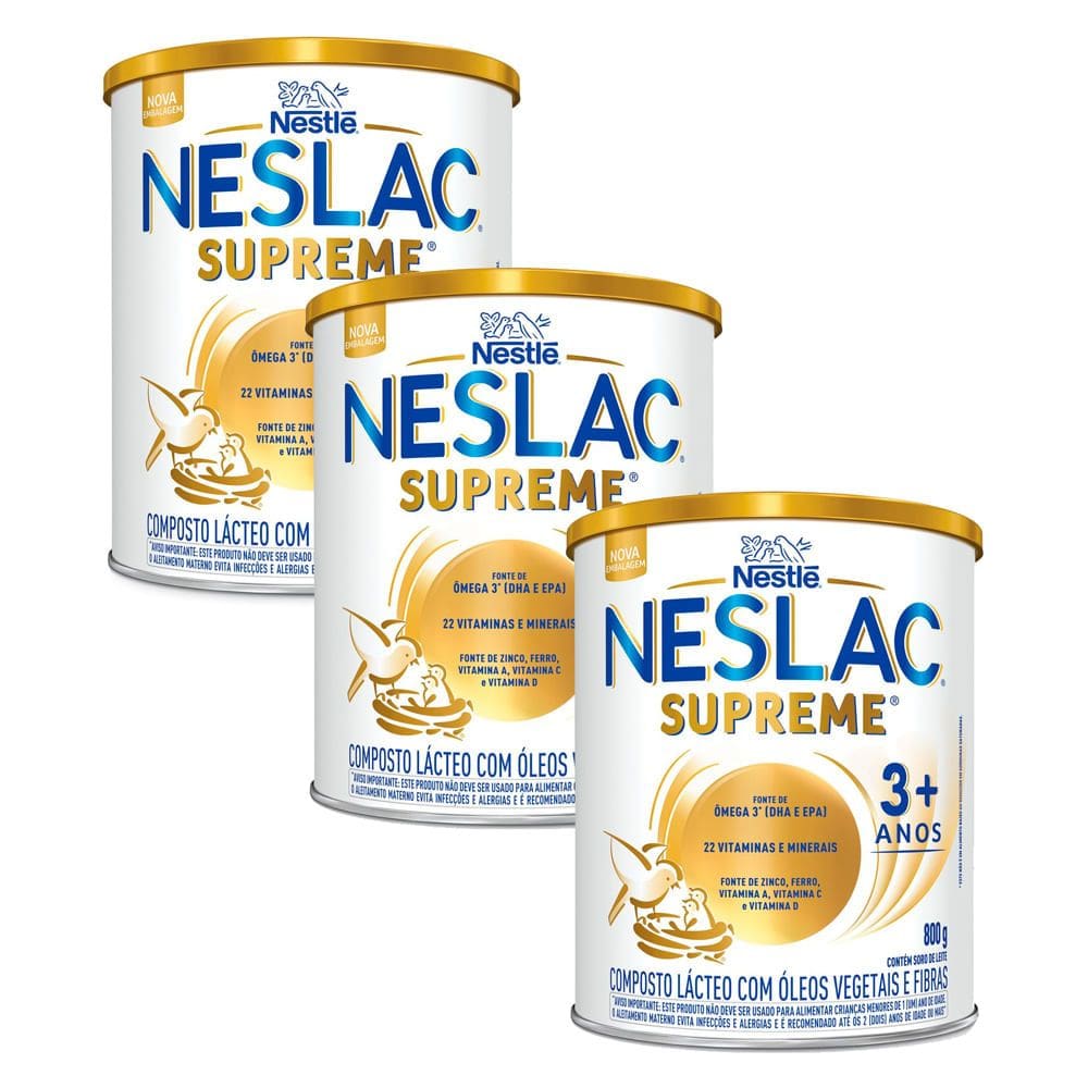 Kit 3 Neslac Supreme Composto Lácteo 800g